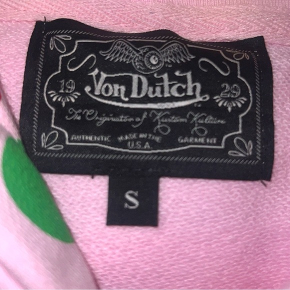 Von Dutch Unisex Pink Polka Dot Felt Embroidery Hoodie/Sweatshirt | NEW/NWOT!!🩷 - Picture 6 of 9